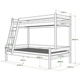 Molarem Home Drveni dječji krevet na kat Familijne - bijeli - 200x120/90 cm - Dodatni krevet | shoptok.hr