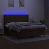  Krevet box spring s madracem LED tamnosmeđi 160x200 cm tkanina | shoptok.hr