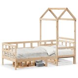 vidaXL Dnevna postelja s streho 90x190 cm trdna borovina | Shoptok.si