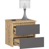 AKORD Cl2 Nočna Omarica, 2 Predala, Hrast Artisan/Siva, (5000332002) | Shoptok.si