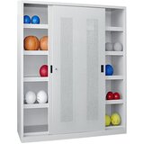 Pavoy Omara za žoge z drsnimi vrati, višina 1950 mm, z vrati iz pločevine z luknjami, širina 2000 mm, siva | Shoptok.si