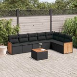  8-dijelni set vrtnih sofa od poliratana s jastucima crni | shoptok.hr