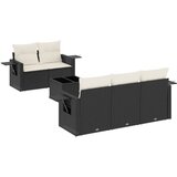  6-dijelni set vrtnih sofa s jastucima crni od poliratana | shoptok.hr