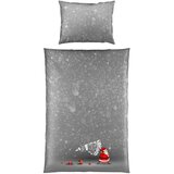 XMAS OBOJESTRANSKA POSTELJNINA Christmas Collection 140/200 cm saten siva | Shoptok.si