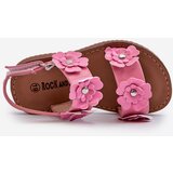 Boto Pink Patent Leather Children's Sandals Adorned with Flowers Tinette | ePonuda.com