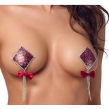 Cottelli Nipple Jewellery Diamond-shaped with Bows 0782017 Shiny Red Gems u