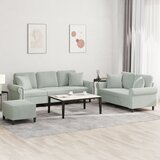  3-dijelni set sofa s jastucima svjetlosivi baršunasti | shoptok.hr