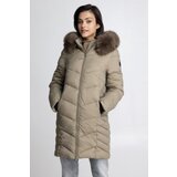 Legendww zenska maslinasto zelena duga jakna sa krznom | ePonuda.com