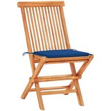 vidaXL 3-dijelni bistro set s kraljevsko plavim jastucima od tikovine | shoptok.hr