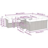  11-dijelni set vrtnih sofa poliratan i bagrem s jastucima sivi | shoptok.hr