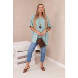 Kesi Włoski Oversized blouse with pendant dark mint | Shoptok.si