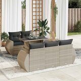 Maison Chic Seti vrtnega pohištva - Vrtna garnitura - Vrtni pohištvo set 6-delna z blazinami siv poli ratan, (21805598) | Shoptok.si