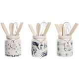 Posuda za Kuhinjski Pribor DKD Home Decor Metal Dolomite Drvo MDF 12 x 12 x 25 cm (3 kom.) | shoptok.hr