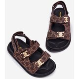 Boto Children's Sandals With Velcro And Golden Details Brown Cavina | ePonuda.com