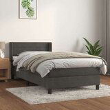 Box spring krevet s madracem tamnosivi 90x200 cm baršunasti | shoptok.hr