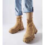 Gemre Beige eco-suede lug sole boots Milo | ePonuda.com