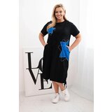 Kesi Włoski Women's cotton Plus Size dress with stars black + cornflower blue | Shoptok.si