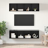 vidaXL Set TV omar s polico s shranjevanjem 3 pcs Črni hrast Konstruiran les Cene