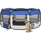 vidaXL Zložljiva pasja ograjica s torbo modra 145x145x61 cm Cene