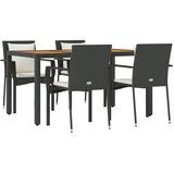  5-dijelni vrtni blagovaonski set s jastucima od poliratana crni Crna Dužina stola 150 cm | Shoptok.si