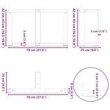  Noge za klubsko mizico v obliki črke T, 2 kosa, bele barve, 70x25x(42-43) cm, jeklo, (22123801) | Shoptok.si