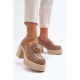 Kesi Zazoo women's suede high-heeled shoes, beige Cijene