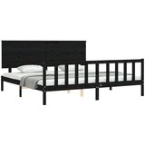  Za krevet s uzglavljem crni 200 x 200 cm od masivnog drva | shoptok.hr