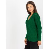 Fashion Hunters Dark green openwork cardigan with RUE PARIS buttons | shoptok.hr