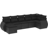  7-dijelni set vrtnih sofa od poliratana s jastucima crni | shoptok.hr