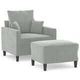 vidaXL Fotelja s tabureom svjetlosiva 60 cm baršunasta | shoptok.hr