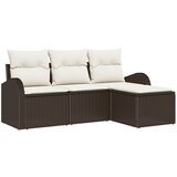 vidaXL 4-delni set vrtne sedežne garniture z blazinami Rjava Poli ratan, (22091343) | Shoptok.si