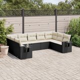 vidaXL 9-dijelni set vrtnih sofa s jastucima crni od poliratana | shoptok.hr
