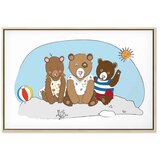  Slika - Teddy Bears on the Beach (1 Part) Wide 60x40 U prirodnom drvenom okviru | shoptok.hr
