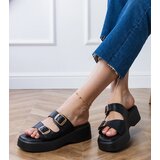 Gemre Black flip-flops with buckles on straps Wollis | Shoptok.si