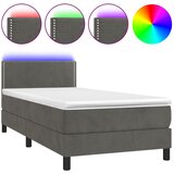 Maison Chic Box spring postelja - Vzmetna postelja z vzmetnico LED temno siva 90x190 cm žamet SL2758, (21904541) Cene