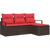 vidaXL Set sofe 4 kom. Smeđa i crvena poliratan - Smeđe-crvena | shoptok.hr