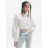 Calvin Klein White Women's Patterned Cropped Hoodie - Women Cene