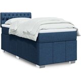 vidaXL Box spring postelja z vzmetnico modra 90x200 cm blago | Shoptok.si