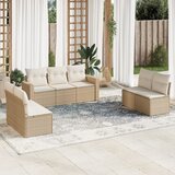 Maison Chic Seti vrtnega pohištva - Vrtna garnitura - Vrtni pohištvo set 7-delna z blazinami bež poli ratan, (21804010) | Shoptok.si