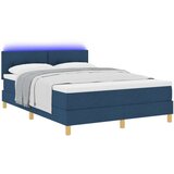  Postelja z box springom z vzmetnico & LED Modra 140x200 cm Tkanina, (22080756) | Shoptok.si
