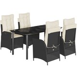 vidaXL vrtna jedilna garnitura 5-delna z blazinami črn poli ratan, (21316240) | Shoptok.si