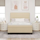  Posteljni okvir z vzmetnico Bež Tkanina 160 x 200 cm Vzmetnica, (22067121) Slike