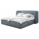 Bobochic Paris Svijetlo sivi tapecirani bračni krevet s prostorom za pohranu s podnicom 160x200 cm Louise -