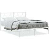 vidaXL Kovinski posteljni okvir z vzglavjem bel 135x190 cm | Shoptok.si