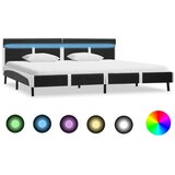vidaXL Posteljni okvir LED sivo umetno usnje 180x200 cm Cene