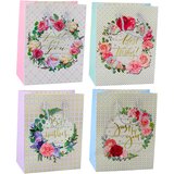 GIFT Bag Patterns Flowers Best Wishes 23 x 18 x 10.5 cm Cene