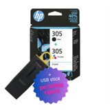 HP Komplet tinta 6ZD17AE (nr.305 BK + nr.305 CMY), dvostruko pakiranje, original + USB stick po SUPER cijeni | shoptok.hr