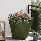 vidaXL Cvetlično korito Oljčno zelena 50 x 50 x 50 cm Jeklo | Shoptok.si