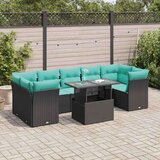  Vrtna garnitura - 8-dijelni set vrtnih sofa od poliratana s jastucima crni bagrem - Crna sa spremištem 1 | shoptok.hr