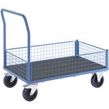 eurokraft pro ploski voziček s polvisokimi mrežami, nakladalna površina dxš 1200 x 750 mm, polno elastična | Shoptok.si